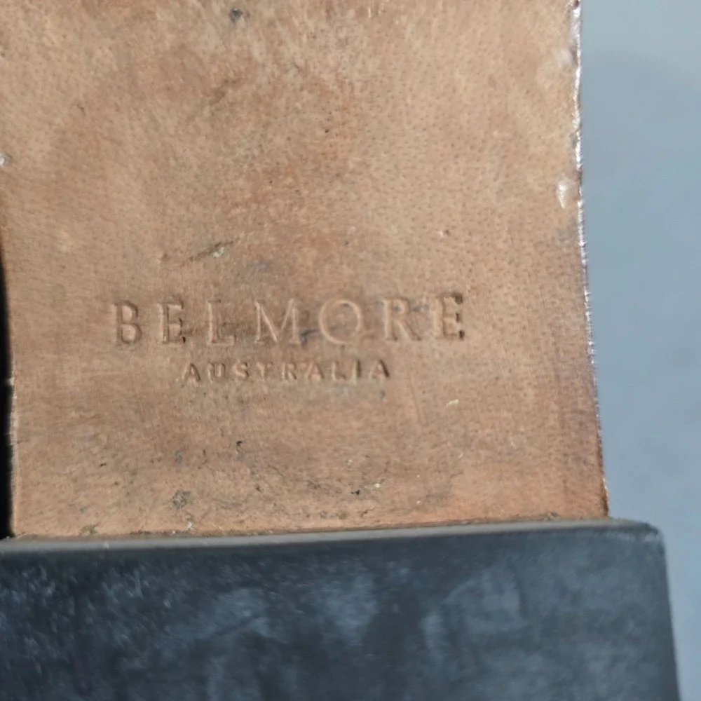 Belmore Australia Double Monk Strap Shoes 8 Black Leather Buckle Flat Loafers